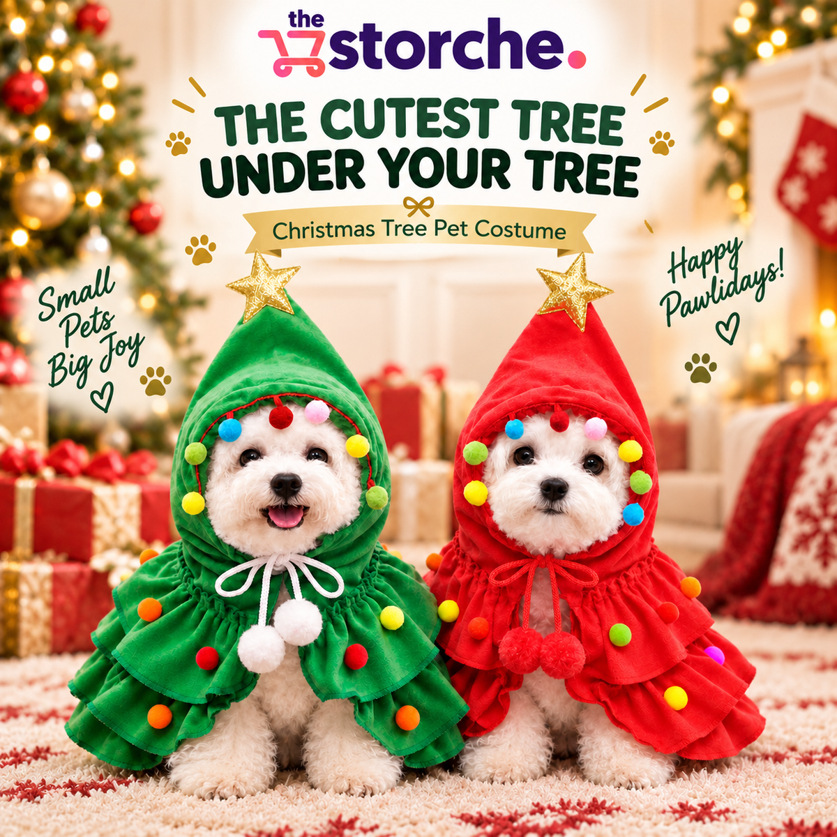 Festive Christmas Tree Dog Costume