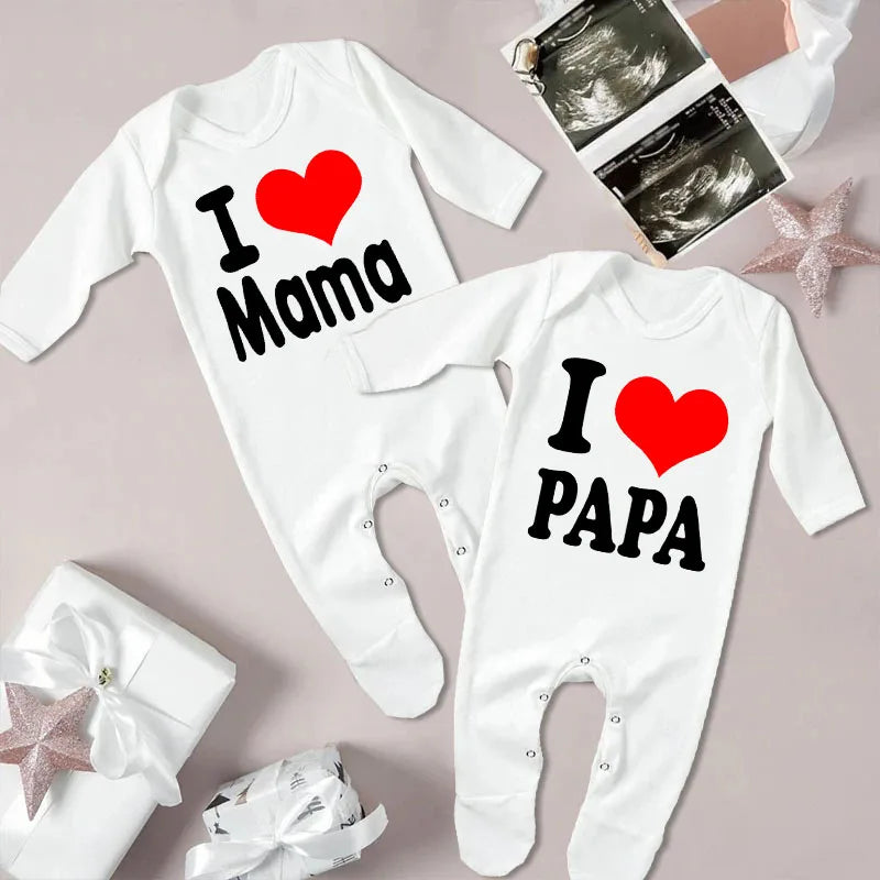 I Love Papa Mama Baby Sleepsuit