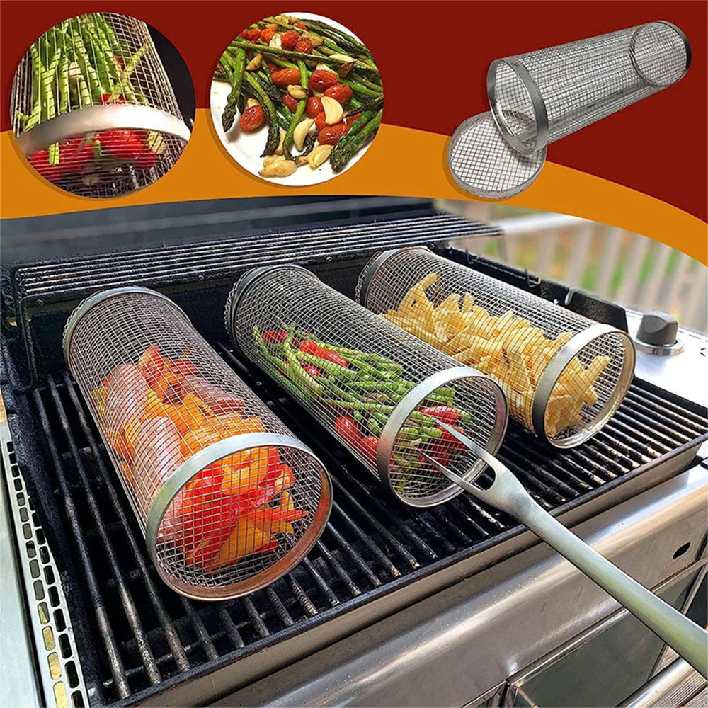 GrillEase⢠Rolling BBQ Basket