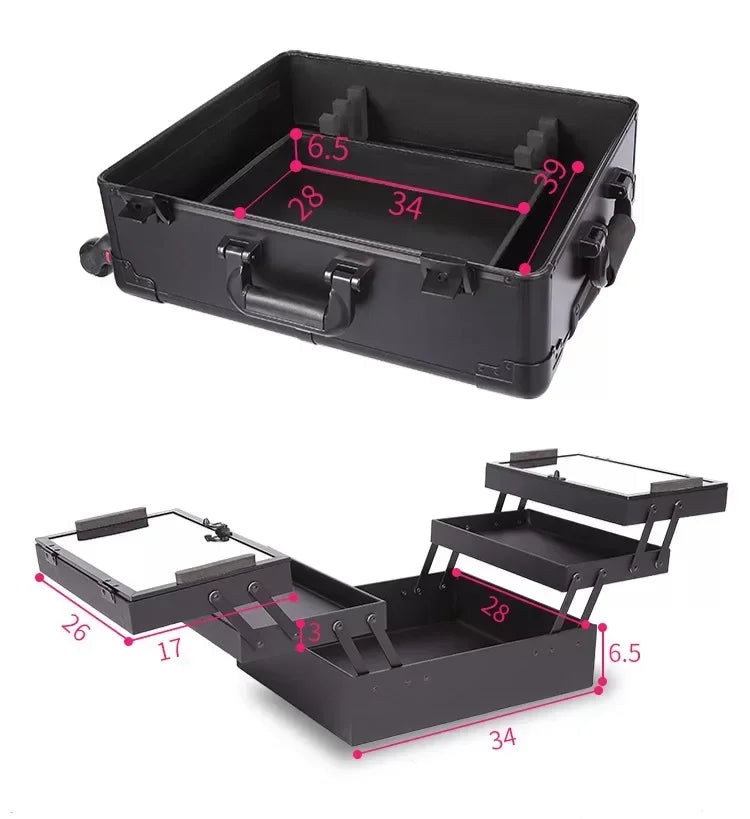 GlamVoyage™: Elite Trolley with Vanity Mirror