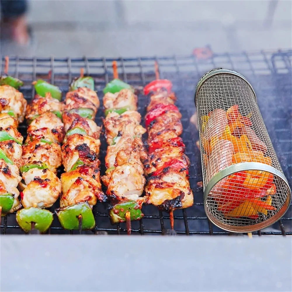 GrillEase⢠Rolling BBQ Basket