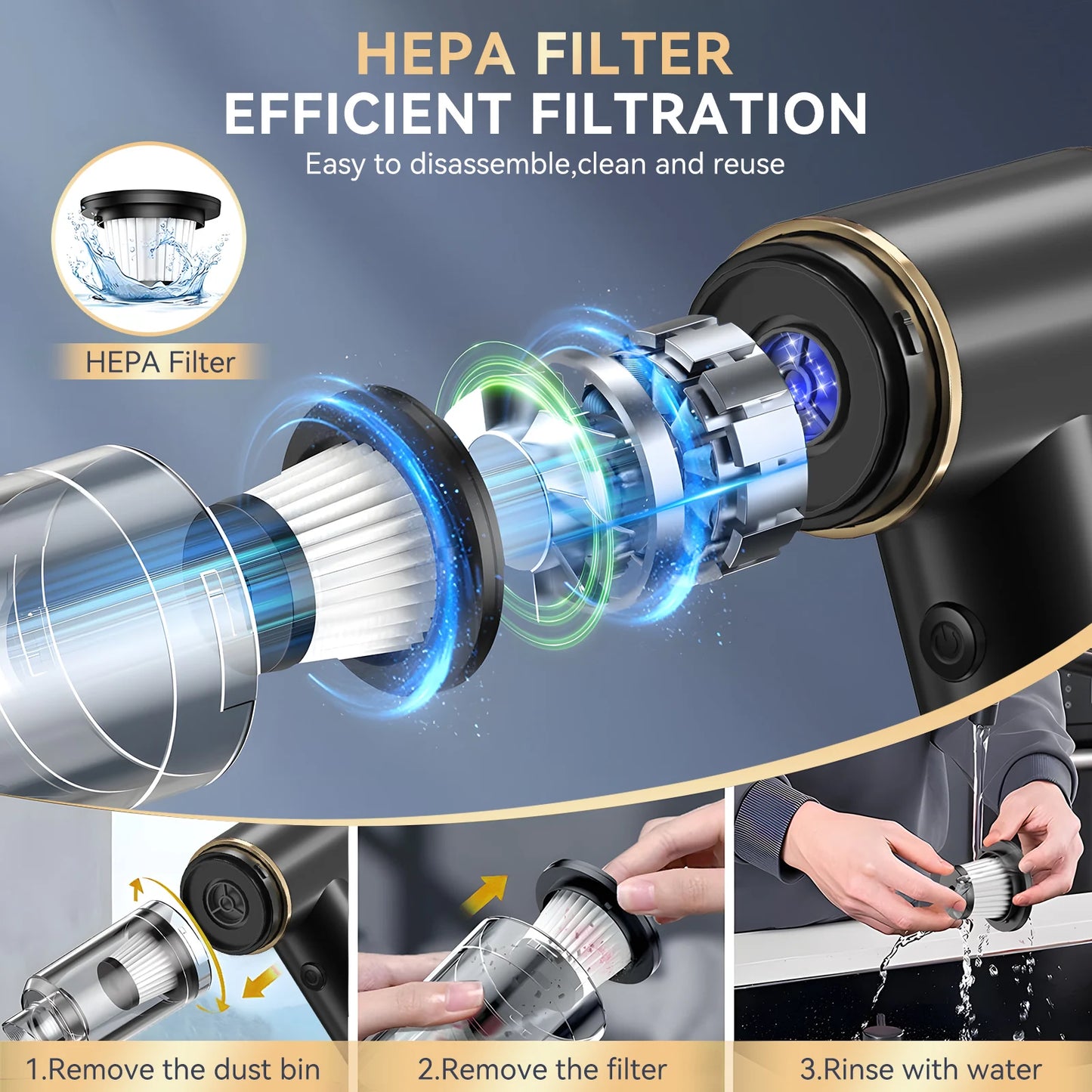 Portable cordless handheld vacuum