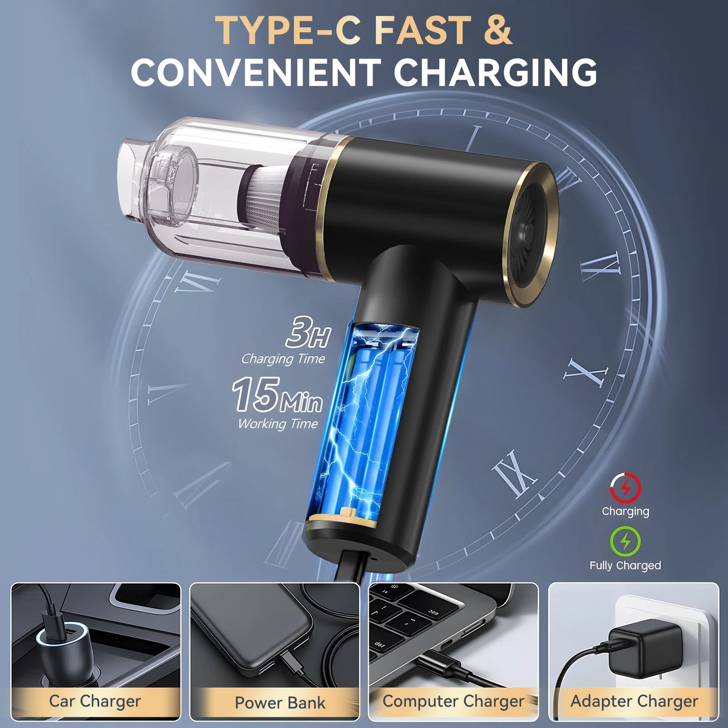 Portable cordless handheld vacuum