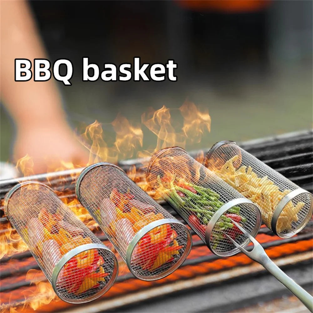 GrillEase⢠Rolling BBQ Basket