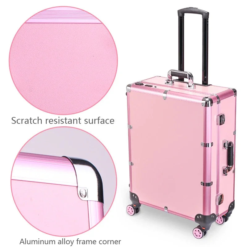 GlamVoyage™: Elite Trolley with Vanity Mirror