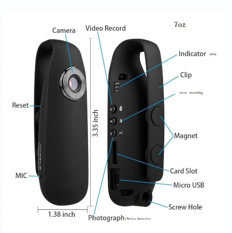 TheStorche™ Detect Clip Body Camera