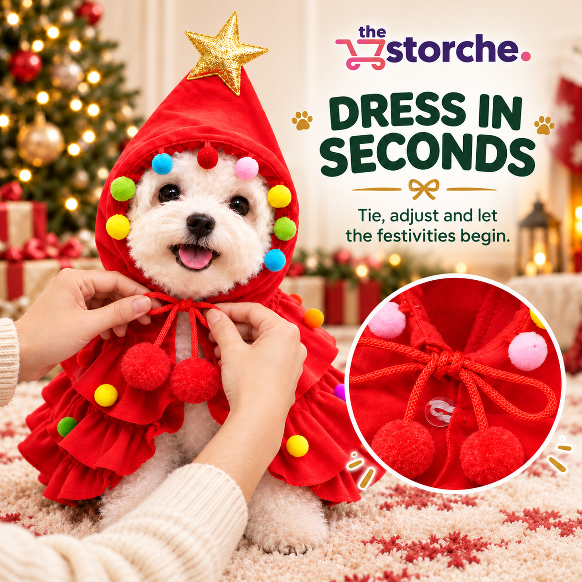 Festive Christmas Tree Dog Costume