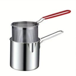 Stainless Steel Deep Fryer Basket & Strainer Pot