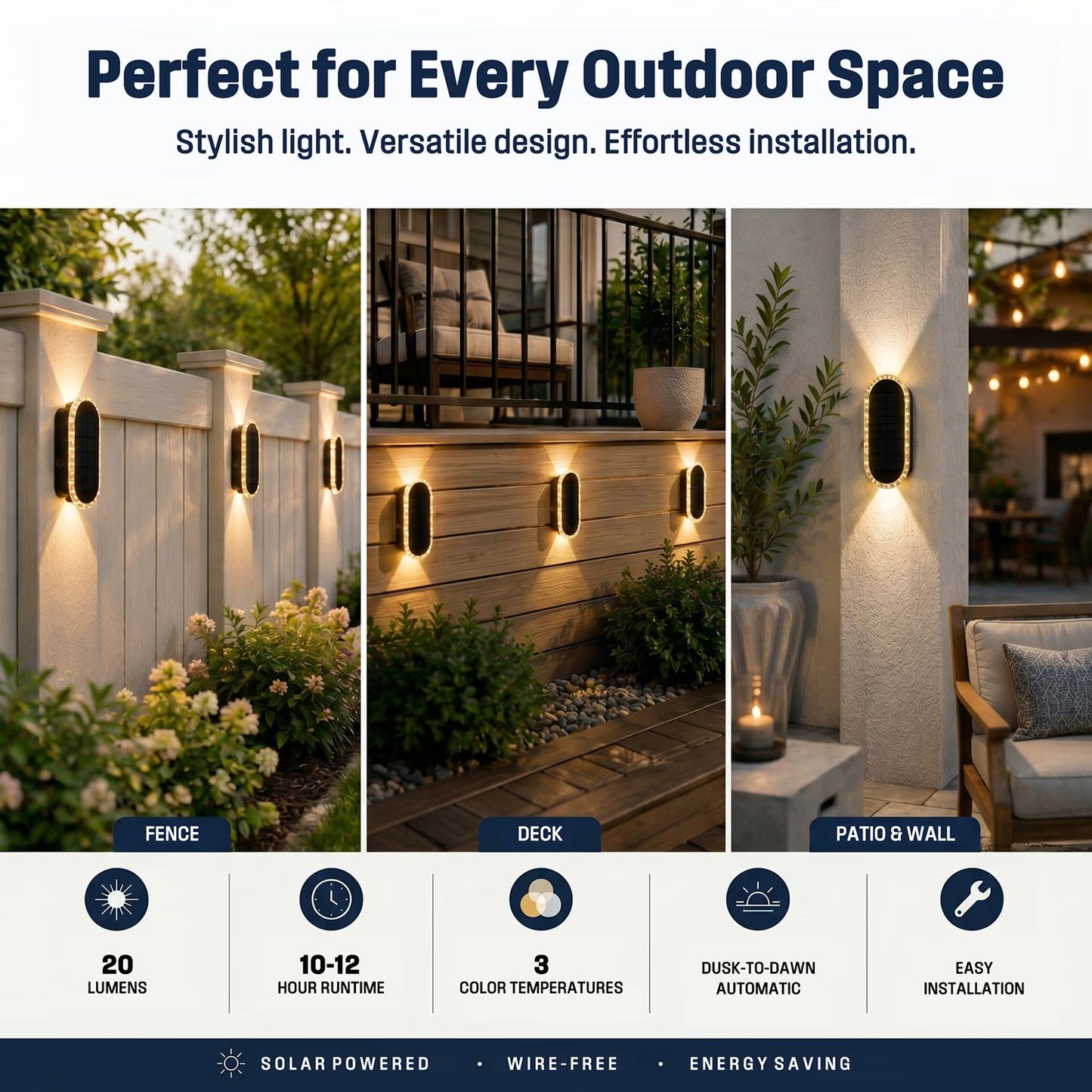 SolarGlow 8 Pack Fence Lights