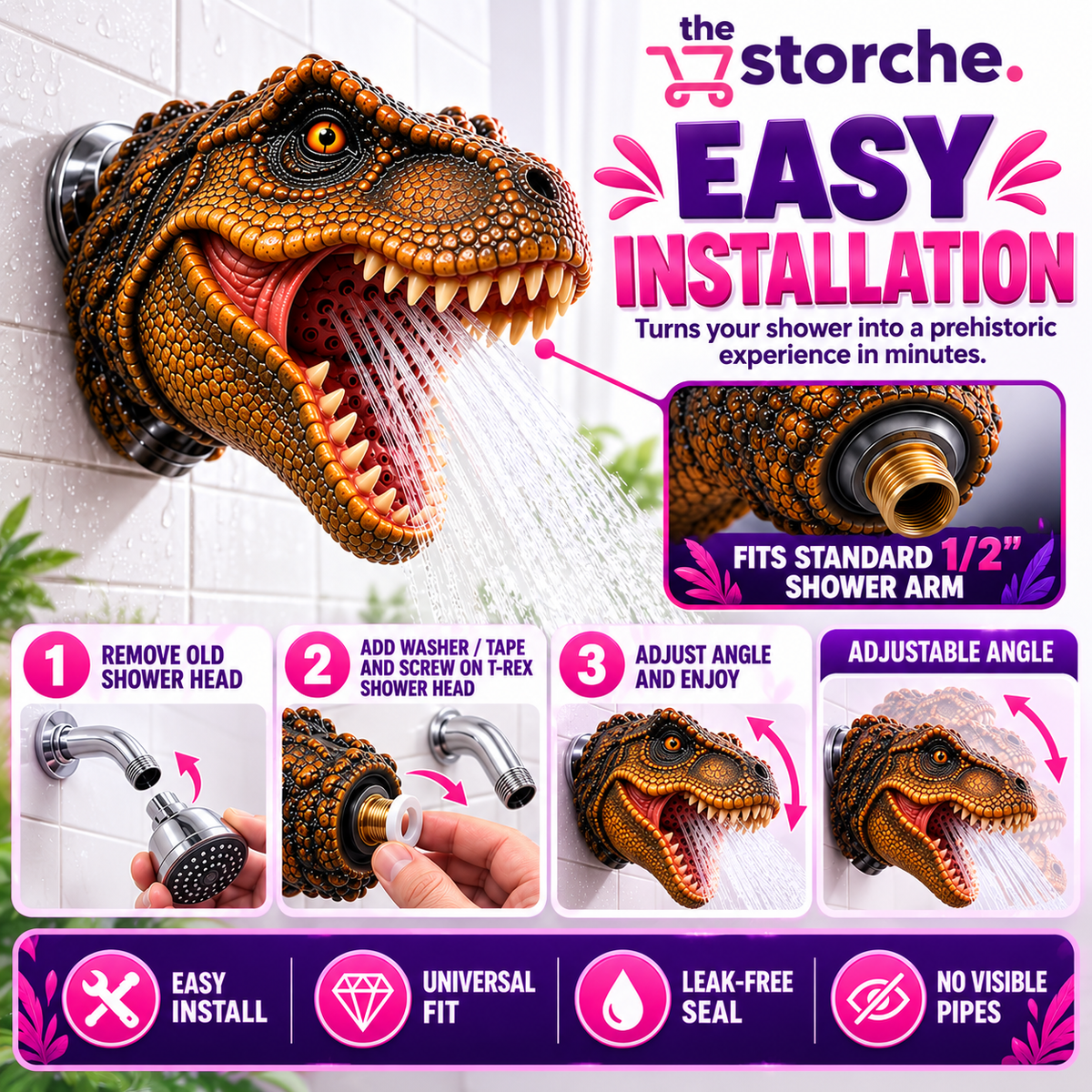 DinoSplash T-Rex Shower Head