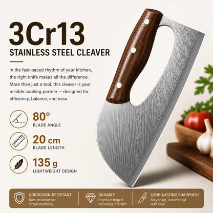 Stainless Steel Kitchen Cleaver Knife with Ergonomic Handle