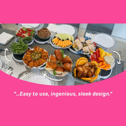 Portable Rotating Serving Tray 8 Piece Expandable Lazy Susan