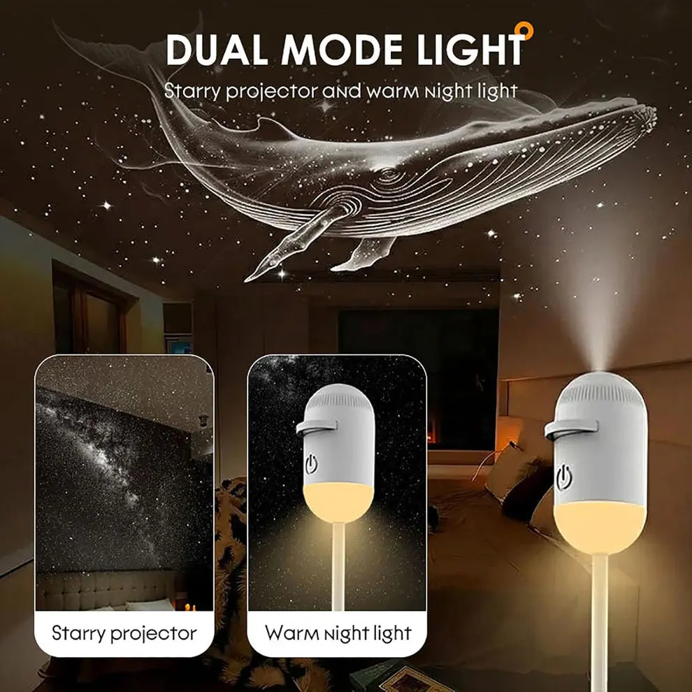 2-in-1 Galaxy Projector with Starry Sky Design and Night Light