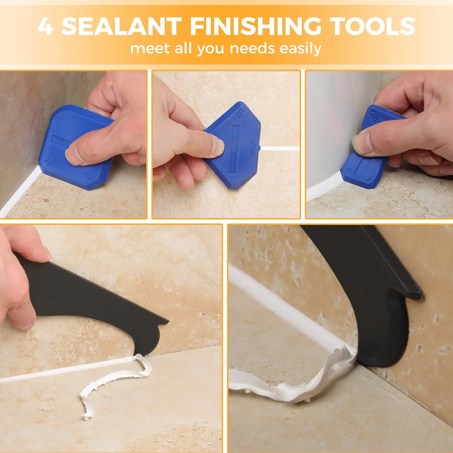 9PCS Caulk Nozzle Applicator Silicone Scraper Sealant