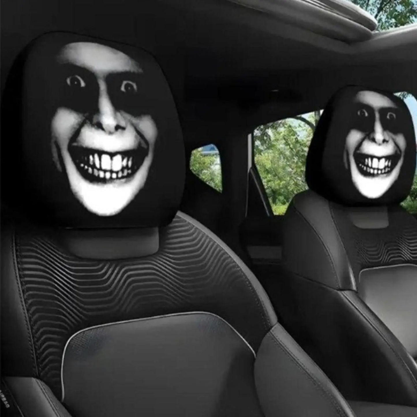 Spooky Smile Car Headrest Covers (2-pack)