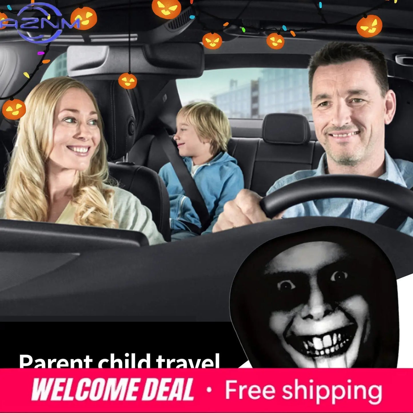 Spooky Smile Car Headrest Covers (2-pack)