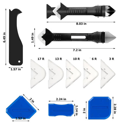 9PCS Caulk Nozzle Applicator Silicone Scraper Sealant