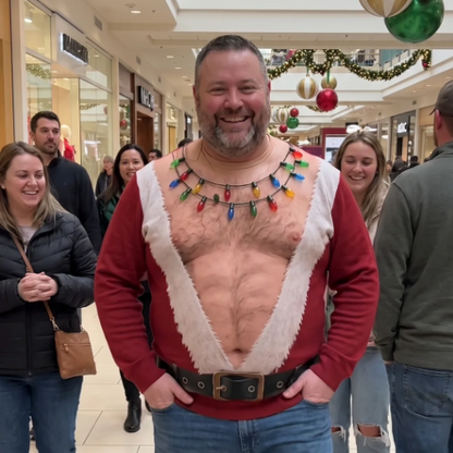 Funny Santa Bare-Chest Christmas Sweater