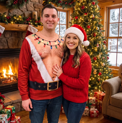 Funny Santa Bare-Chest Christmas Sweater