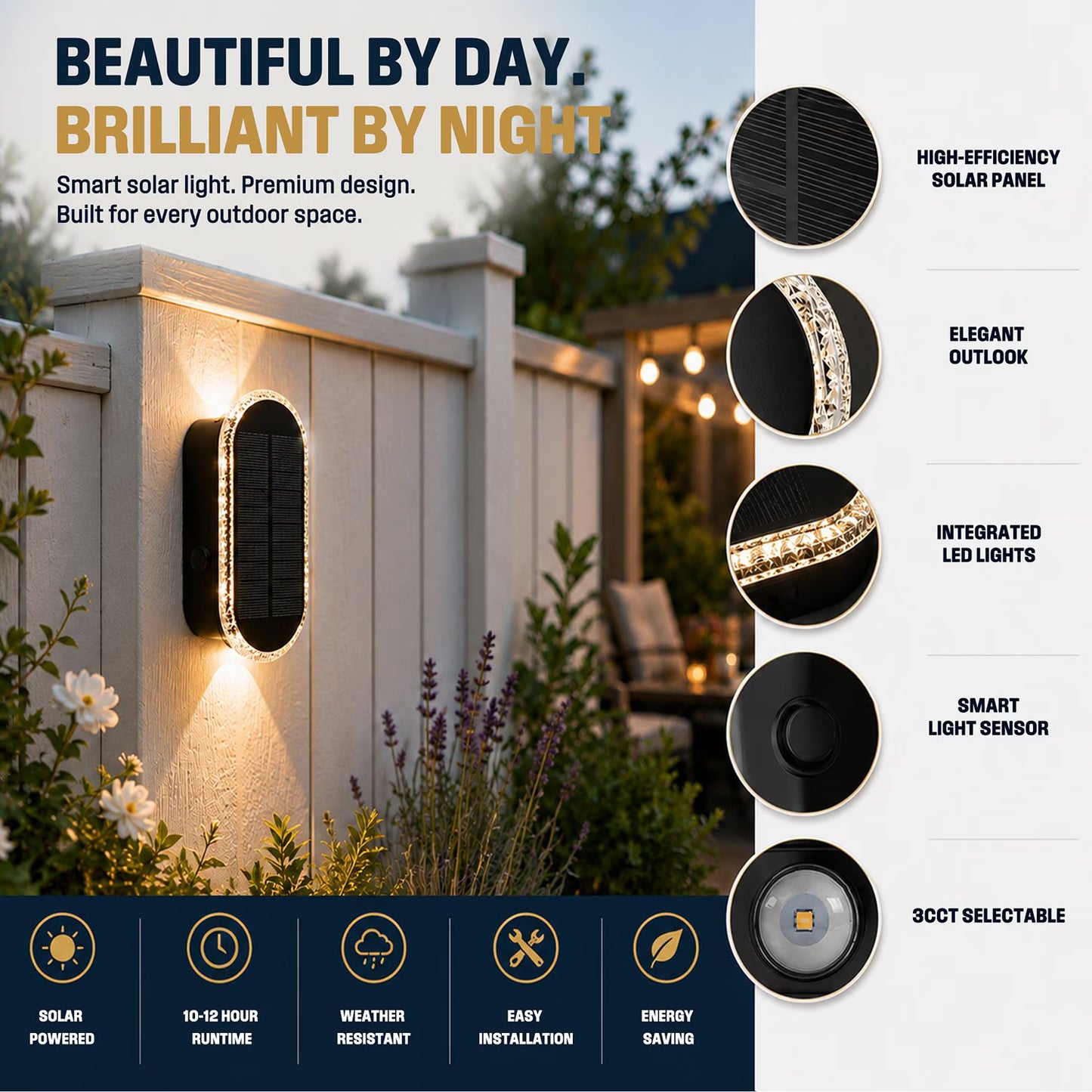 SolarGlow 8 Pack Fence Lights