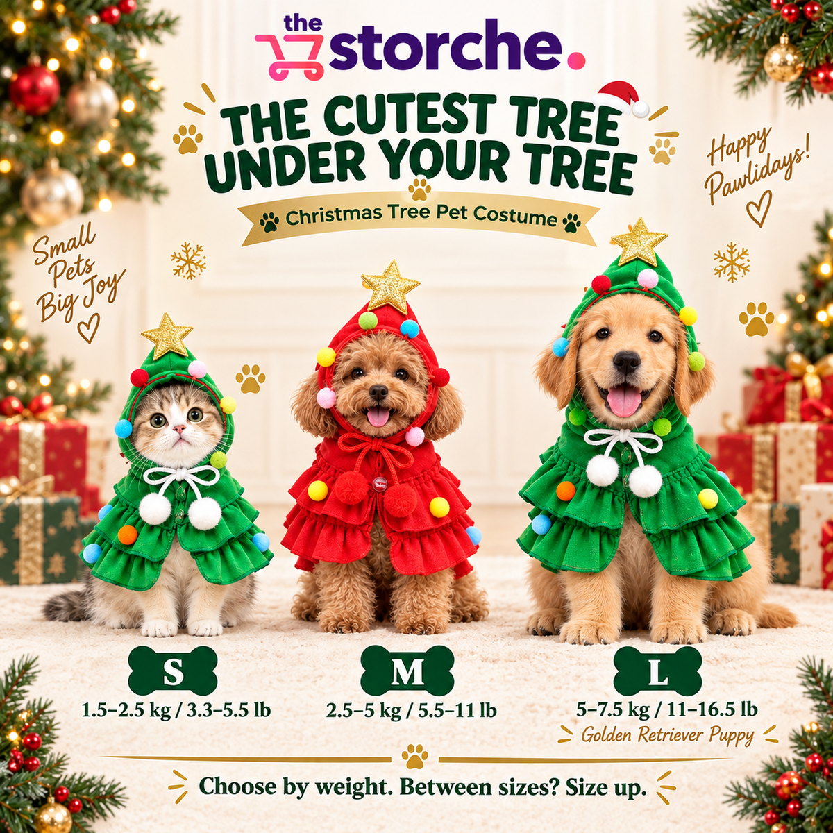 Festive Christmas Tree Dog Costume