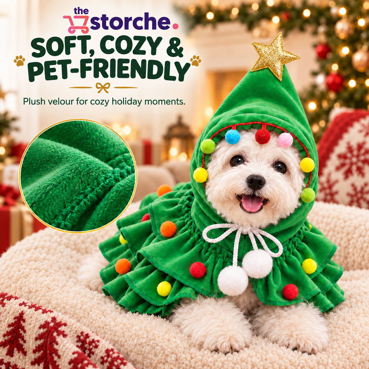 Festive Christmas Tree Dog Costume