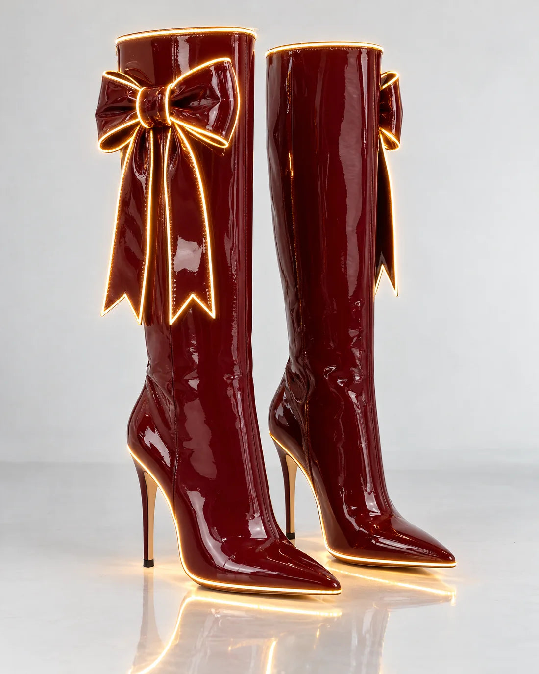 Multi-Color Knee-High Heeled Statement Boots