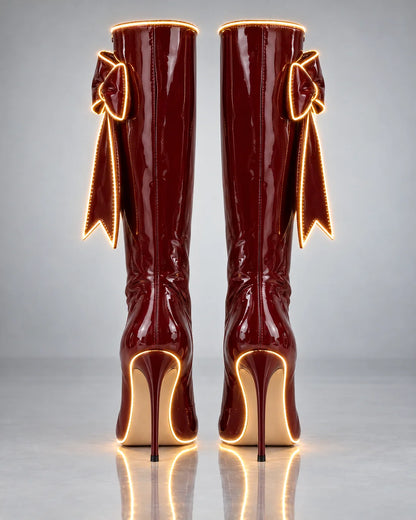 Multi-Color Knee-High Heeled Statement Boots