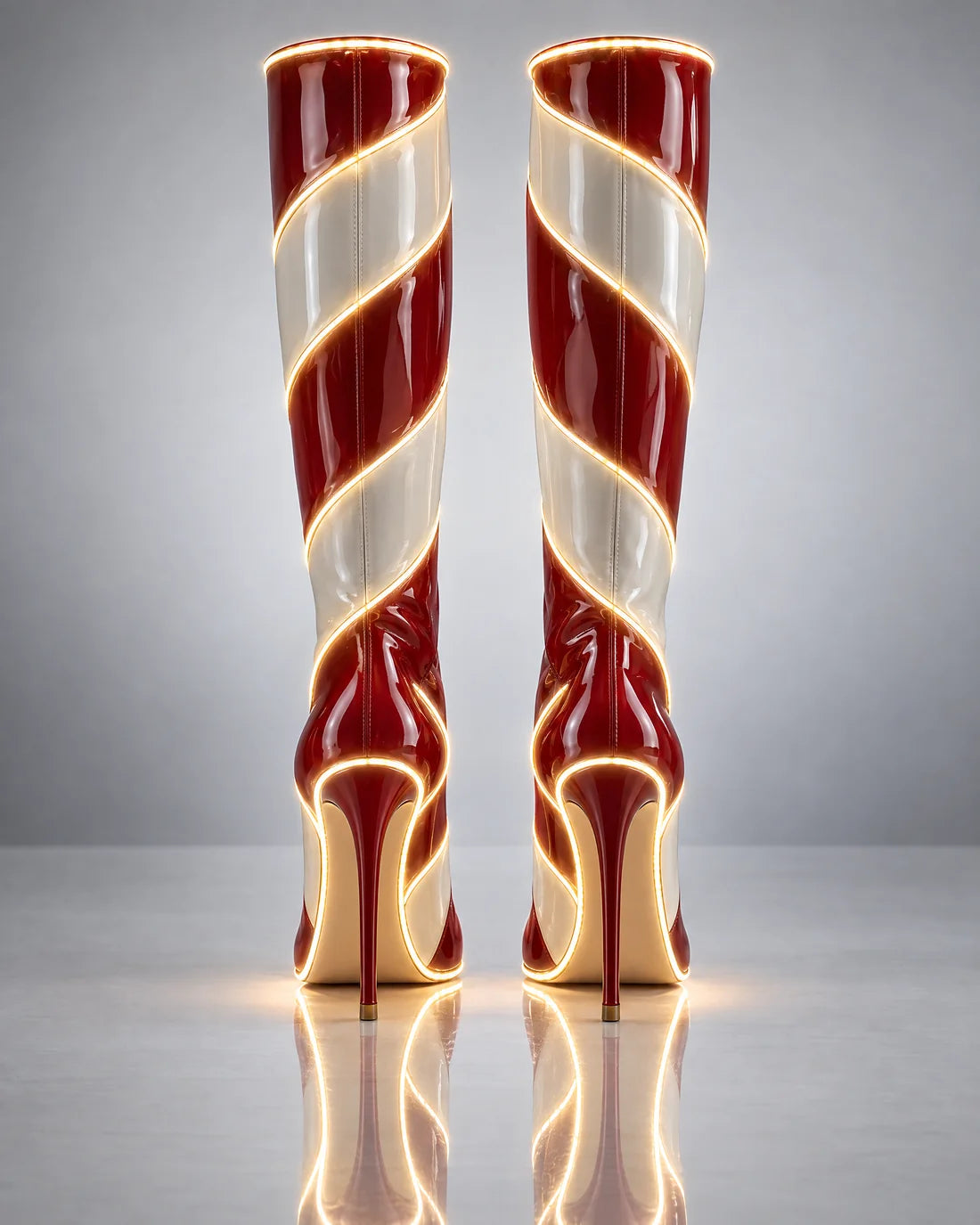 Multi-Color Knee-High Heeled Statement Boots