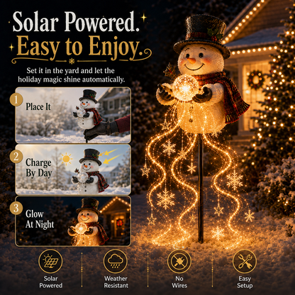 Snowman Solar Fountain Stake Light