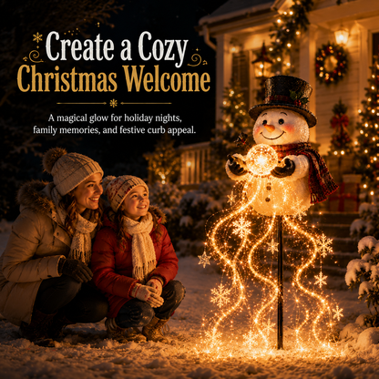 Snowman Solar Fountain Stake Light