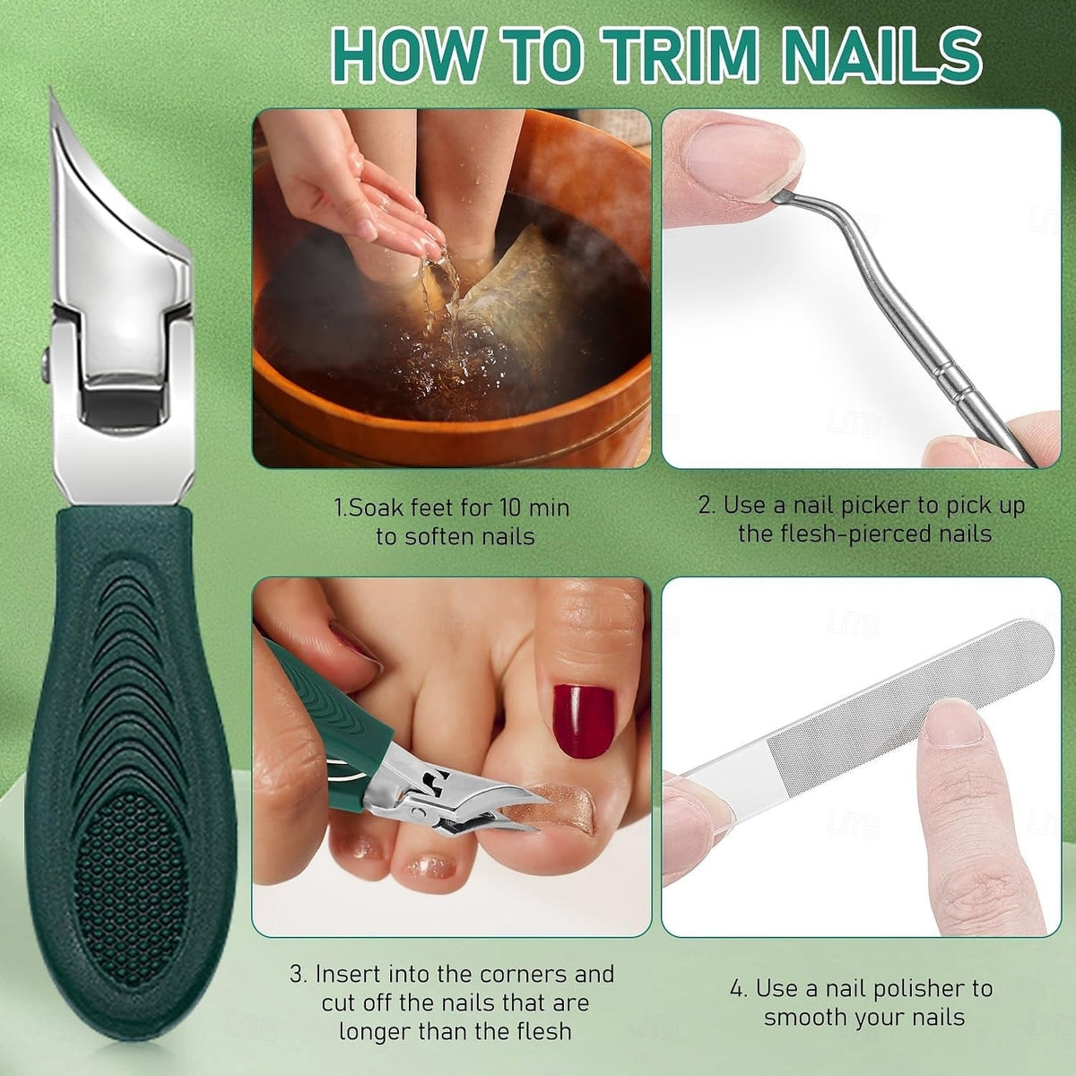 3-Piece Wide Jaw Toenail Clipper Set