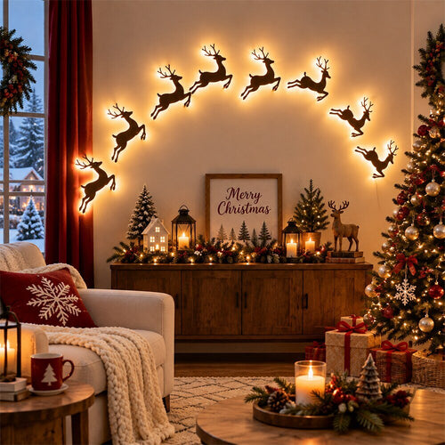 Lighted Reindeer Christmas Wall Decor