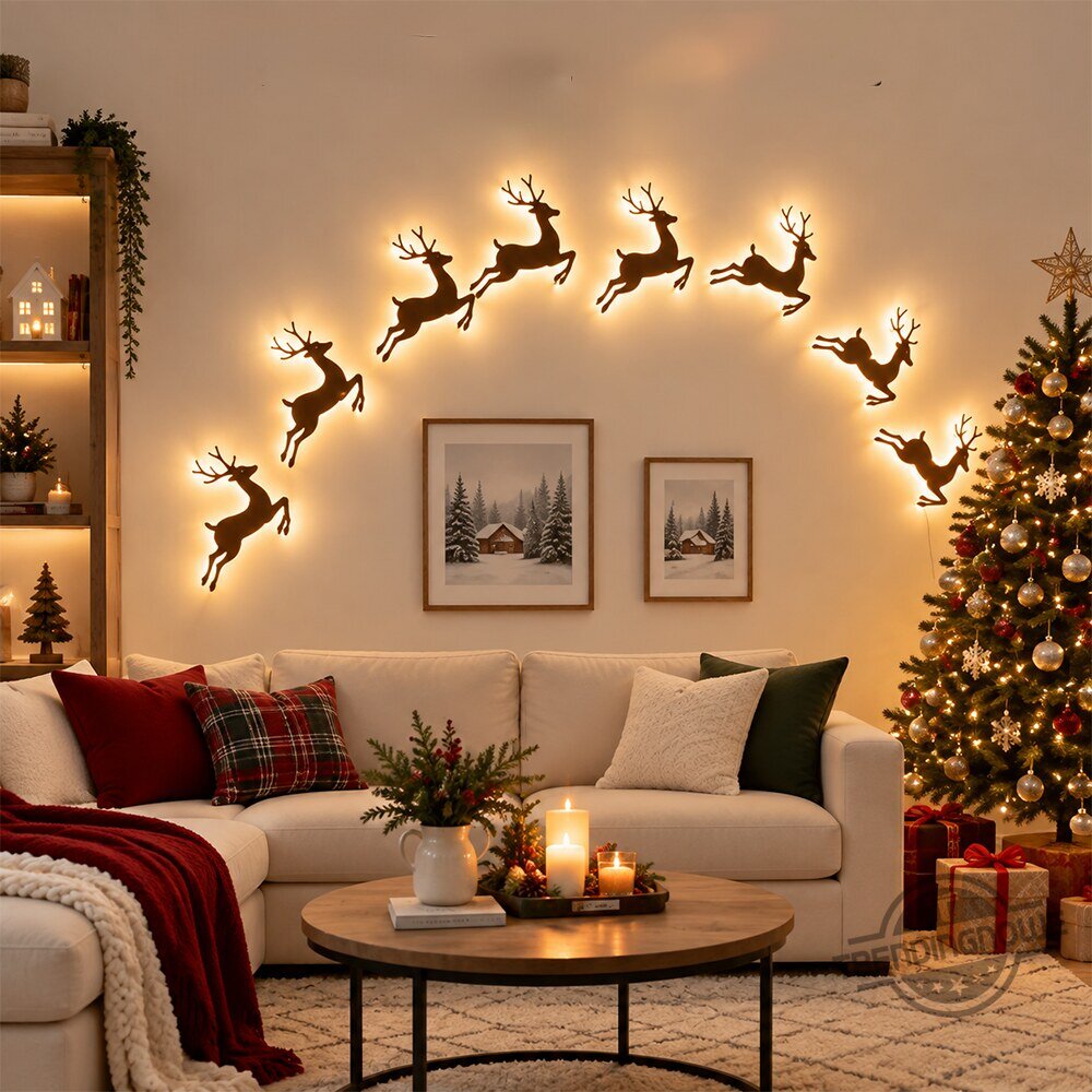 Lighted Reindeer Christmas Wall Decor