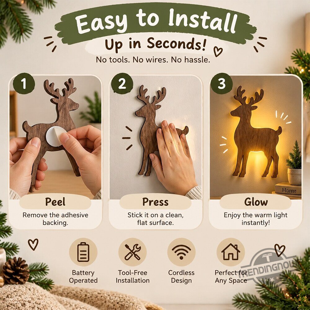 Lighted Reindeer Christmas Wall Decor