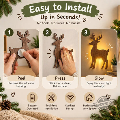 Lighted Reindeer Christmas Wall Decor